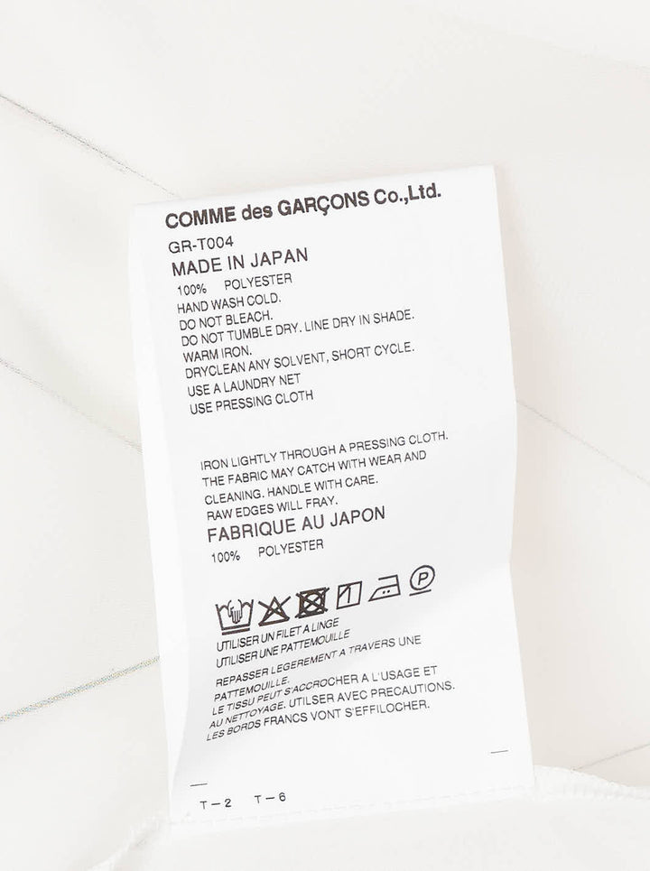 Comme des Garçons white asymmetrical panelled tee with draped fabric panels cascading from the shoulders and sides, crew neckline, short sleeves - view 3