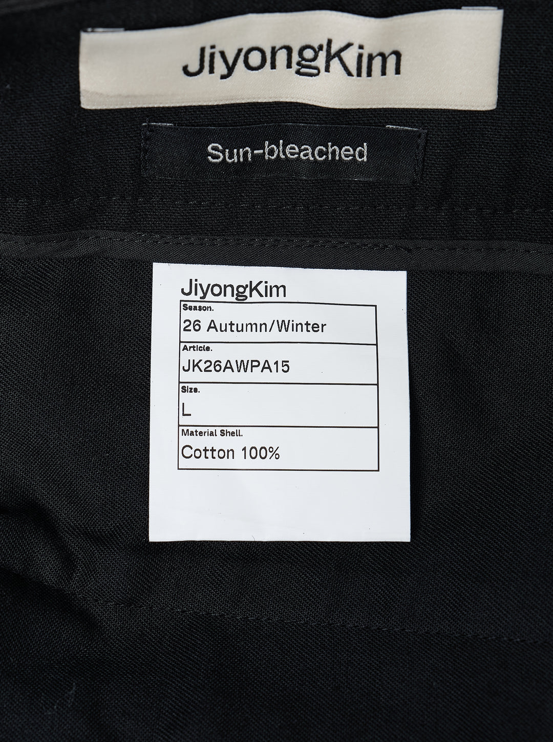JiyongKim sun-bleached black shorts with belted waist, detachable zip pocket and oversized flap cargo pockets - view 4