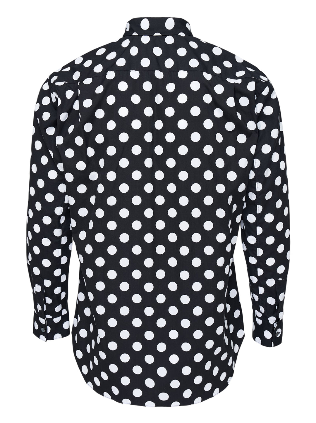 Comme des Garçons Shirt black and white polka dot long-sleeve button-up shirt with oversized white patchwork panels on the front - view 2