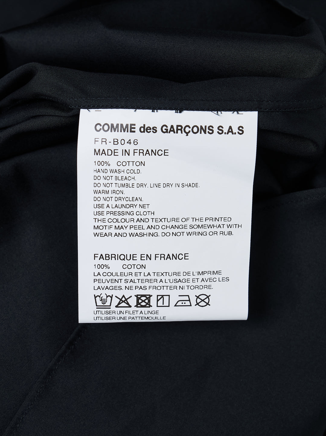 Comme des Garçons SHIRT black long sleeve shirt with pink, yellow and orange paint splatter print and SHIRT graphic - view 3