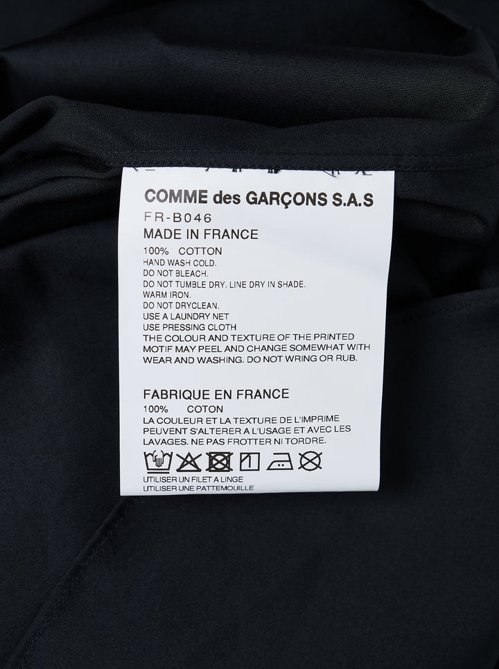 Comme des Garçons SHIRT black long sleeve shirt with pink, yellow and orange paint splatter print and SHIRT graphic - view 3