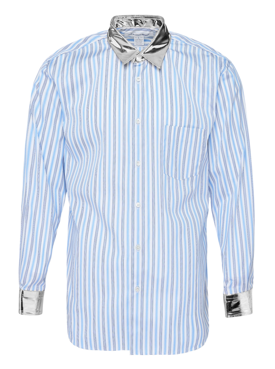 COMME des GARCONS SHIRT Striped Metallic Gold Collar Shirt