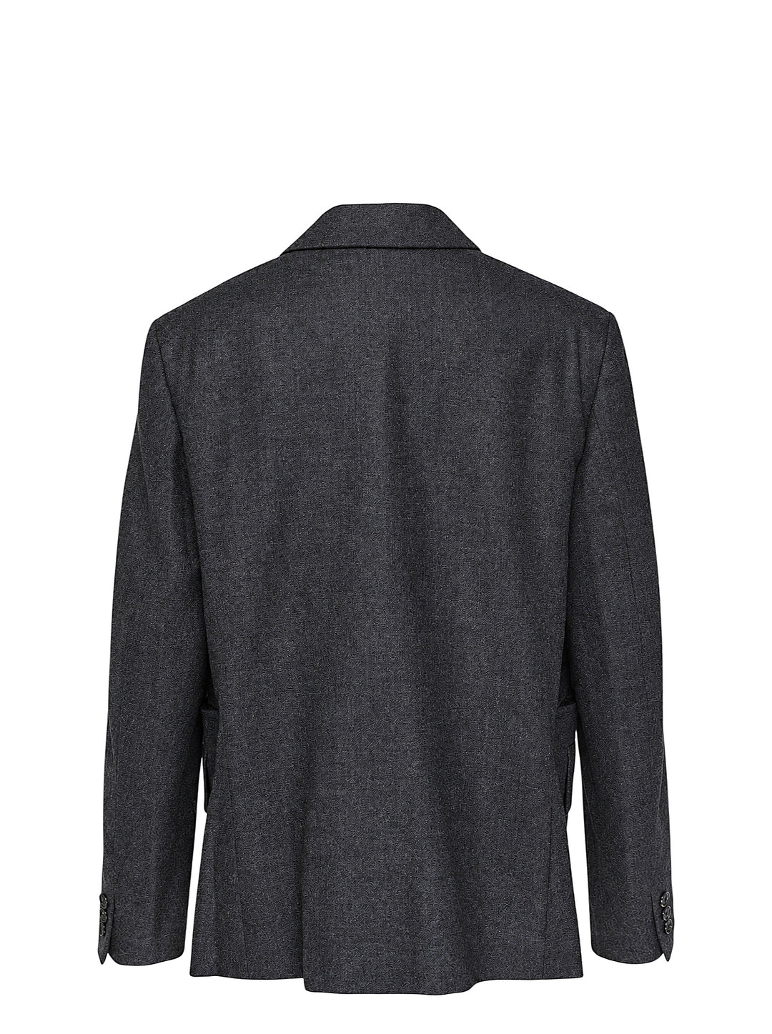 Comme des Garçons Comme des Garçons charcoal grey single-breasted tailored blazer with deconstructed double-lapel detail and three-button closure, styled flat on a white background - view 2