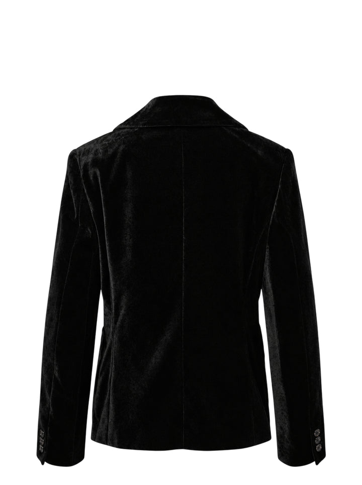 Black velvet tailored jacket with rounded collar, four-button front and two patch pockets by Comme des Garçons Comme des Garçons - view 2