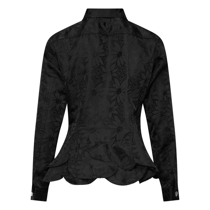 Floral Jacquard Layered Button-Up Jacket
