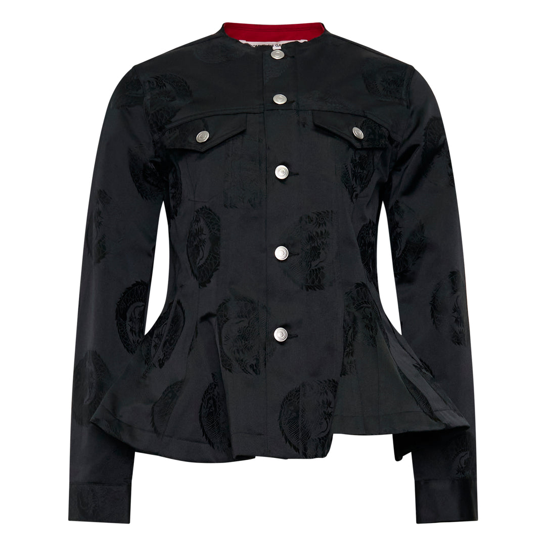 Ruffled Satin Appliqué Blazer