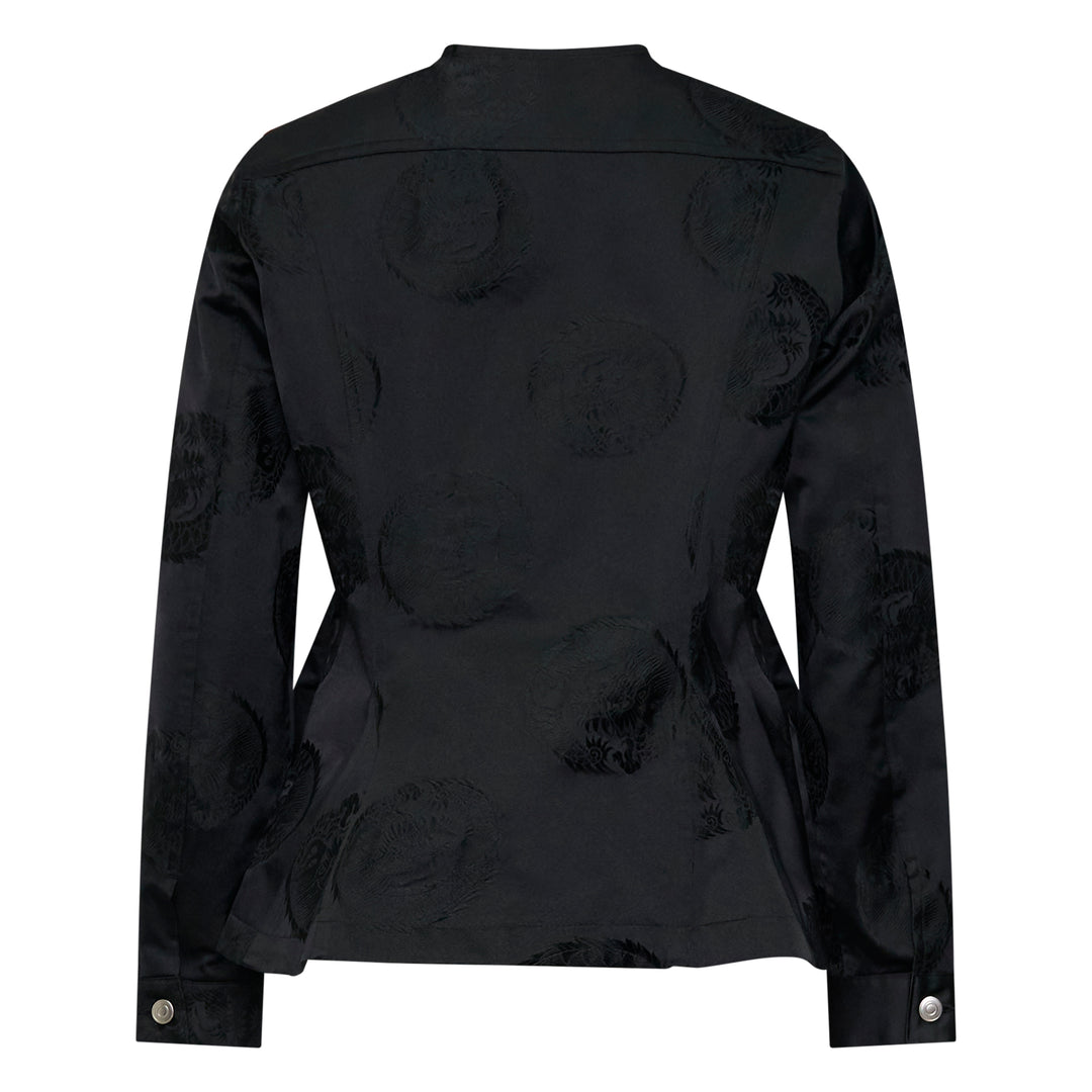 Ruffled Satin Appliqué Blazer