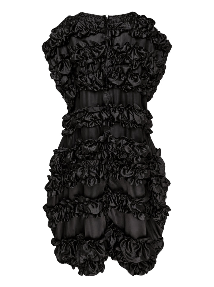 Comme des Garçons Comme des Garçons black sleeveless dress with tiered taffeta ruffles and sheer panels - view 2