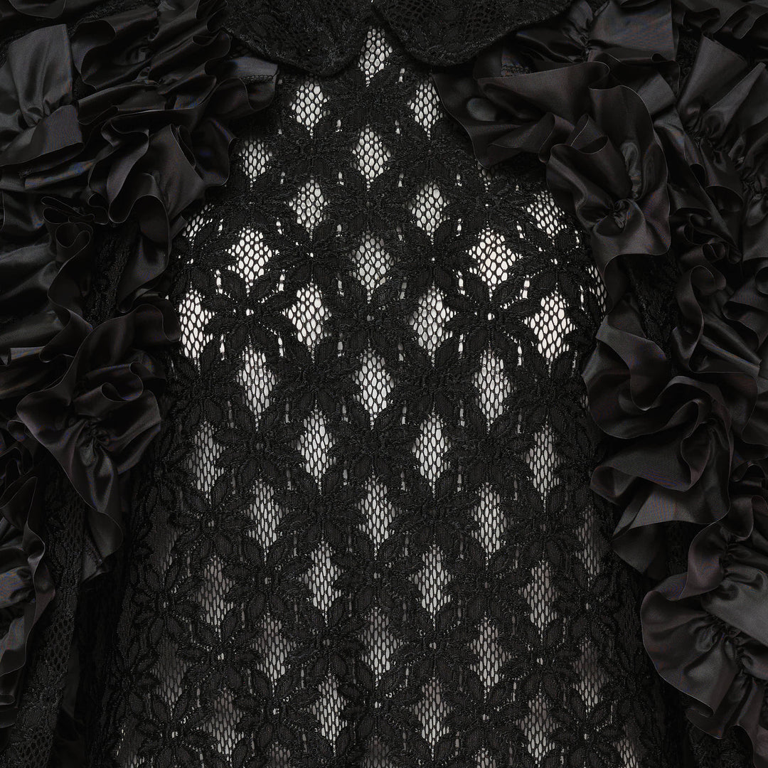 Puffed Sleeve Lace Ruffle Dress