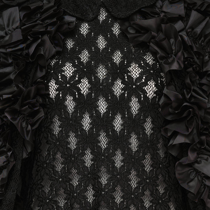 Puffed Sleeve Lace Ruffle Dress