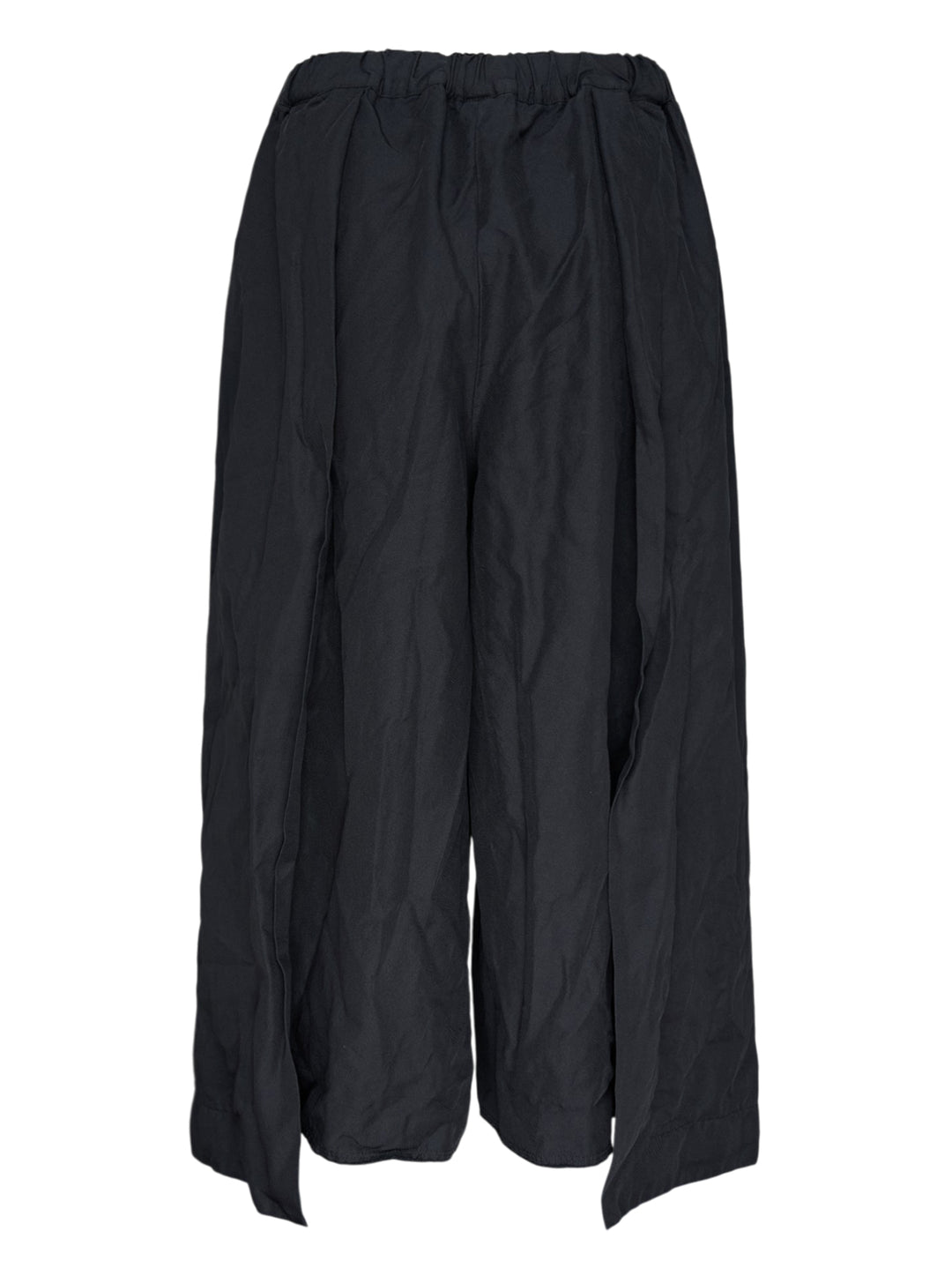 Comme des Garçons Comme des Garçons relaxed wide leg black drawstring pants with elasticated waistband and voluminous crinkled drape, shown flat on white background - view 2