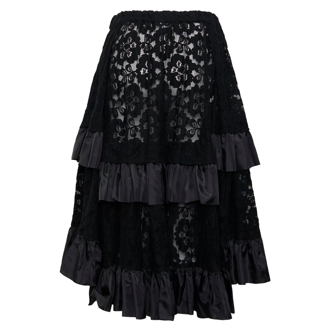 Lace Ruffle Midi Skirt