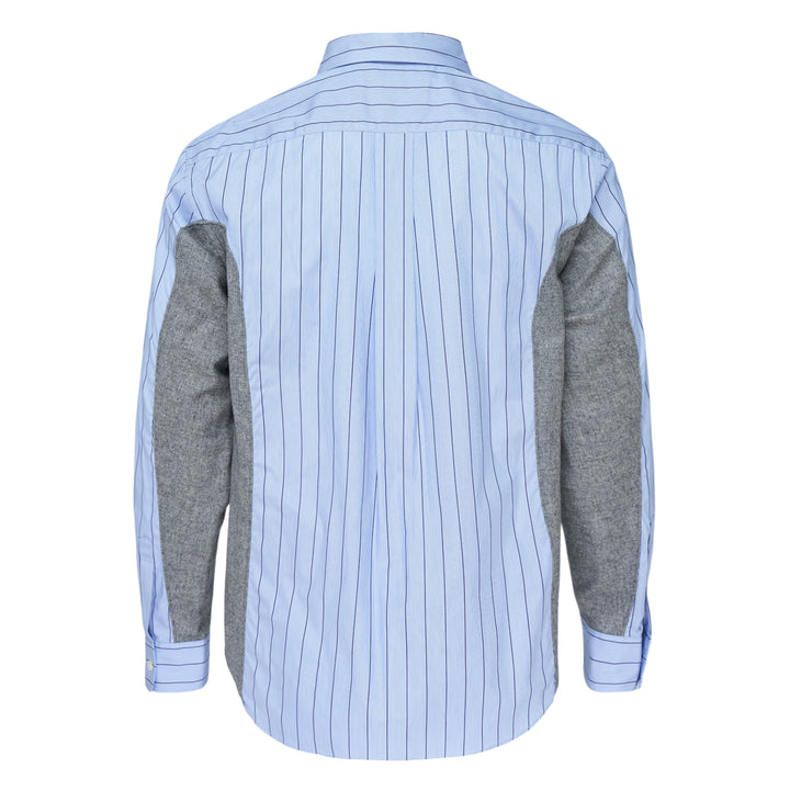 Cotton Stripe Wool Panel Long Sleeve Shirt