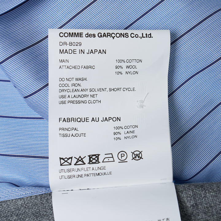 Cotton Stripe Wool Panel Long Sleeve Shirt