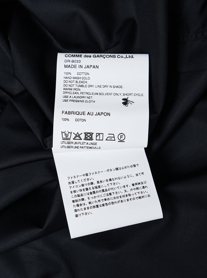Comme des Garçons Homme Deux black cotton poplin long sleeve shirt with a silver zip front, point collar and chest patch pocket - view 4
