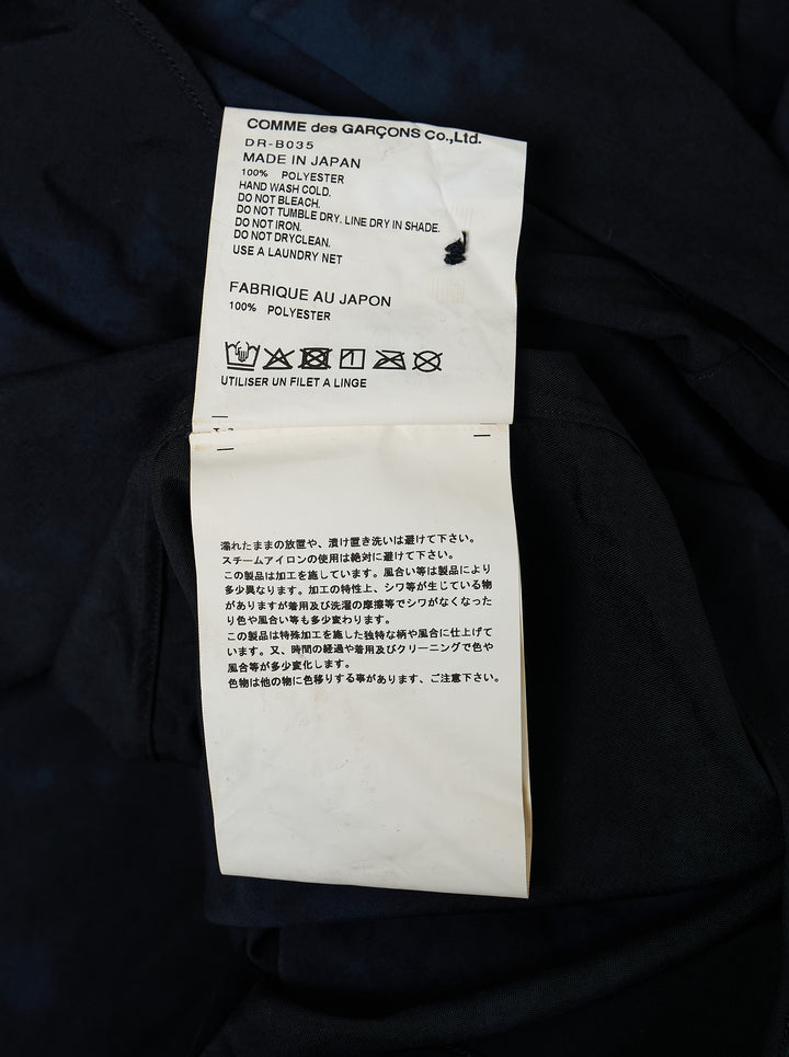 Comme des Garçons Homme Deux long sleeve button-up shirt in navy and black tie-dye with chest pocket, front view - view 3