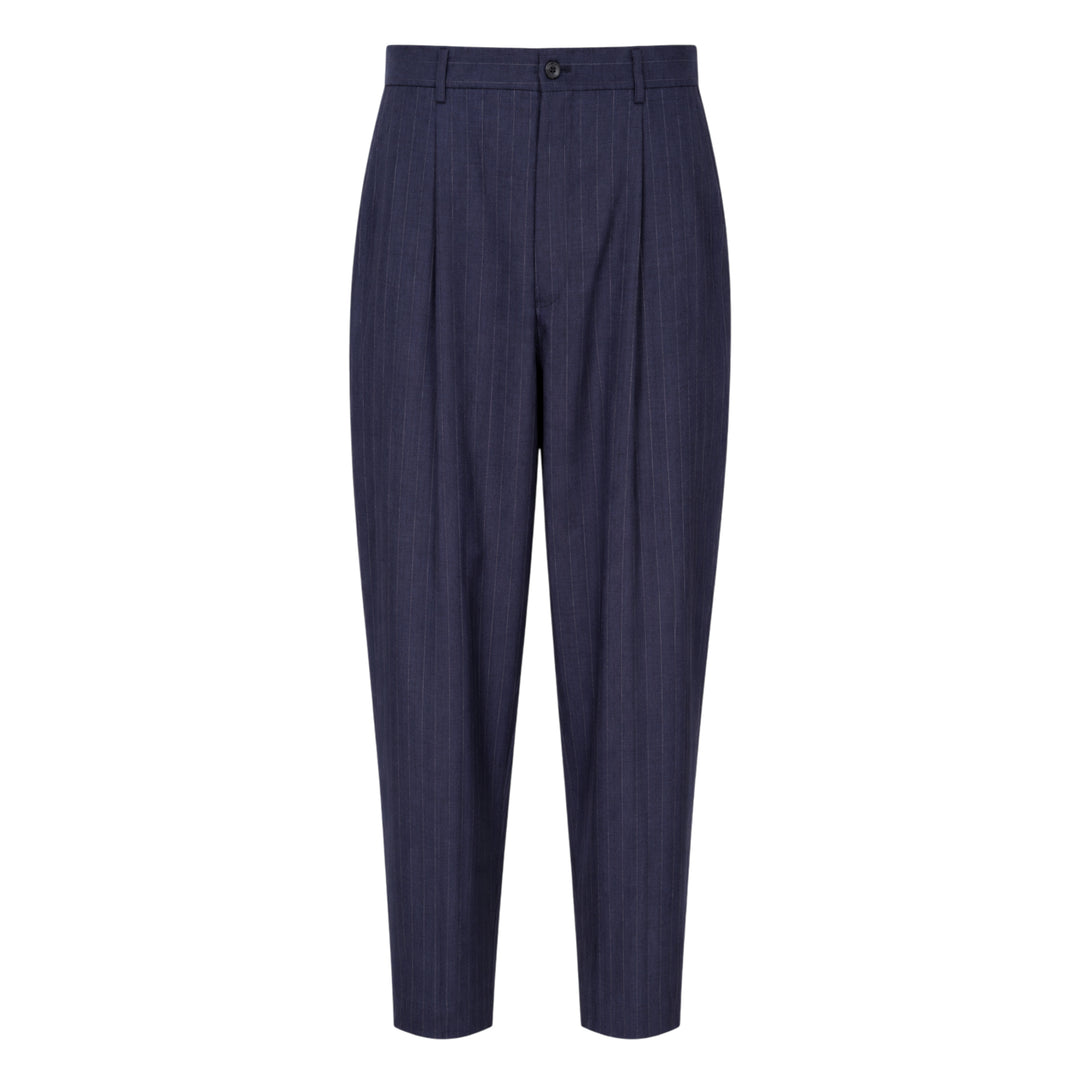 Wool Pinstripe Pleated Pants