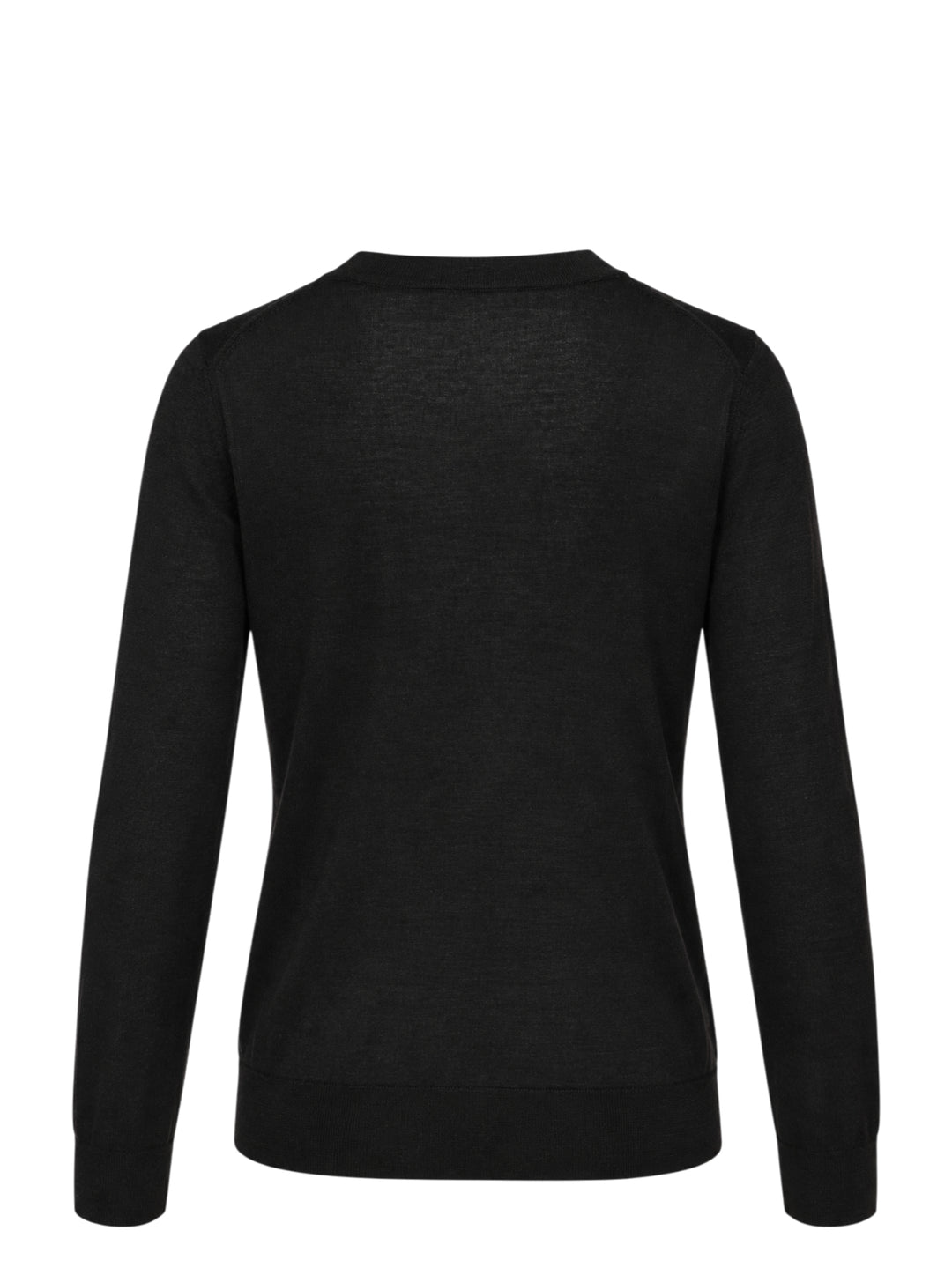 Carolina Herrera black knit cardigan with tonal floral lace centre front panel and covered button fastening, displayed on a flat lay against a white background - view 2