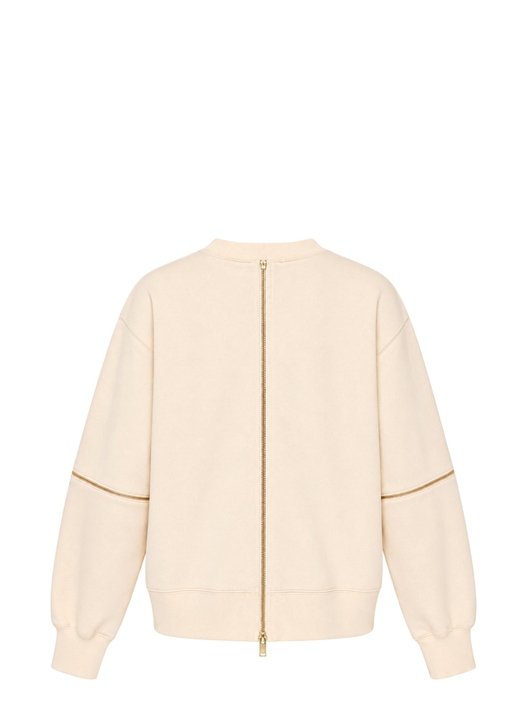 Undercover cream crewneck sweatshirt with zip details across the sleeves and an embellished logo at the chest - view 2