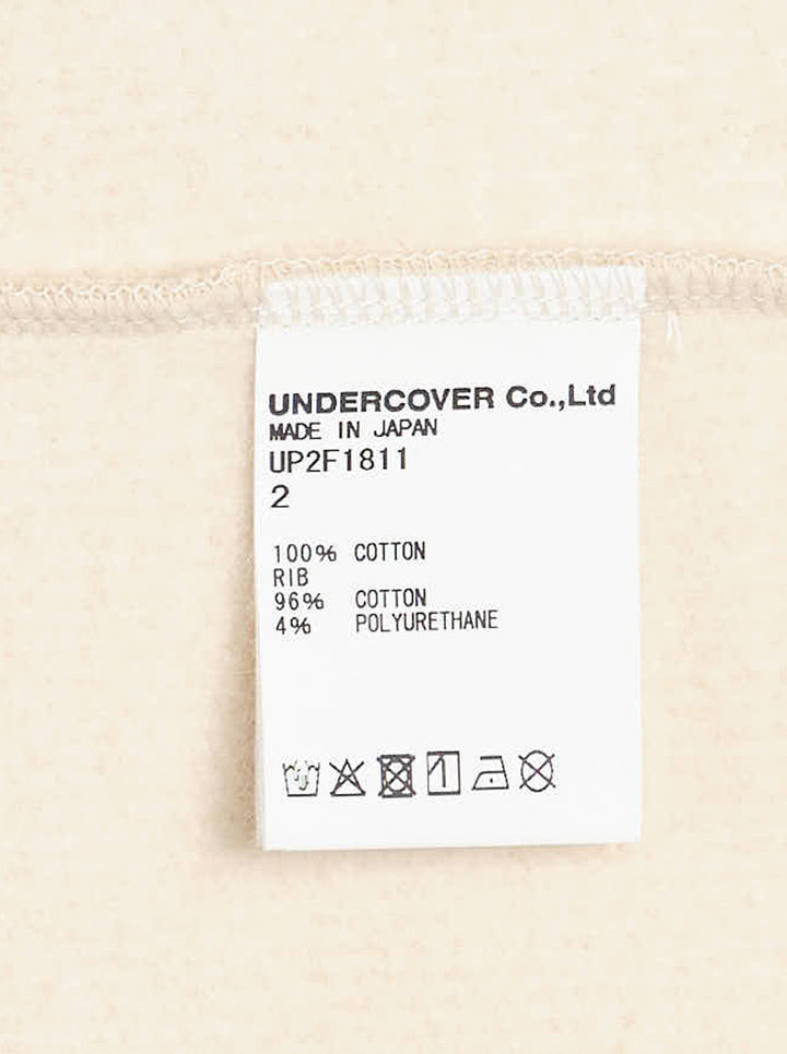 Undercover cream crewneck sweatshirt with zip details across the sleeves and an embellished logo at the chest - view 4