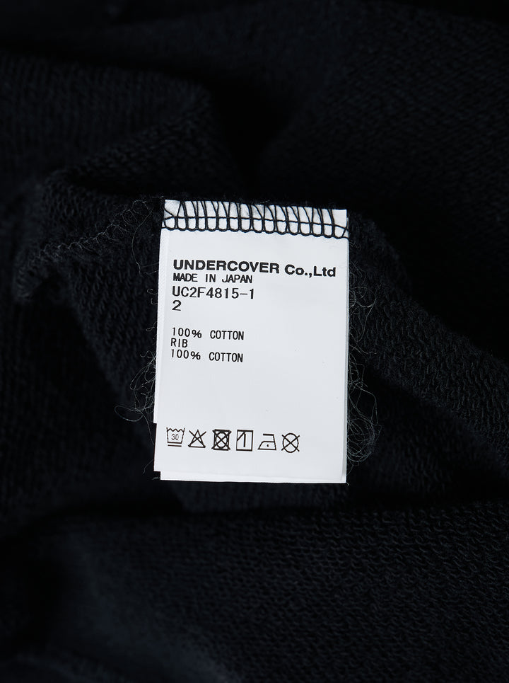 Undercover x Cindy Sherman black crewneck sweatshirt with a monochrome photographic print of a woman and mirrored Undercover logo on the chest - view 3