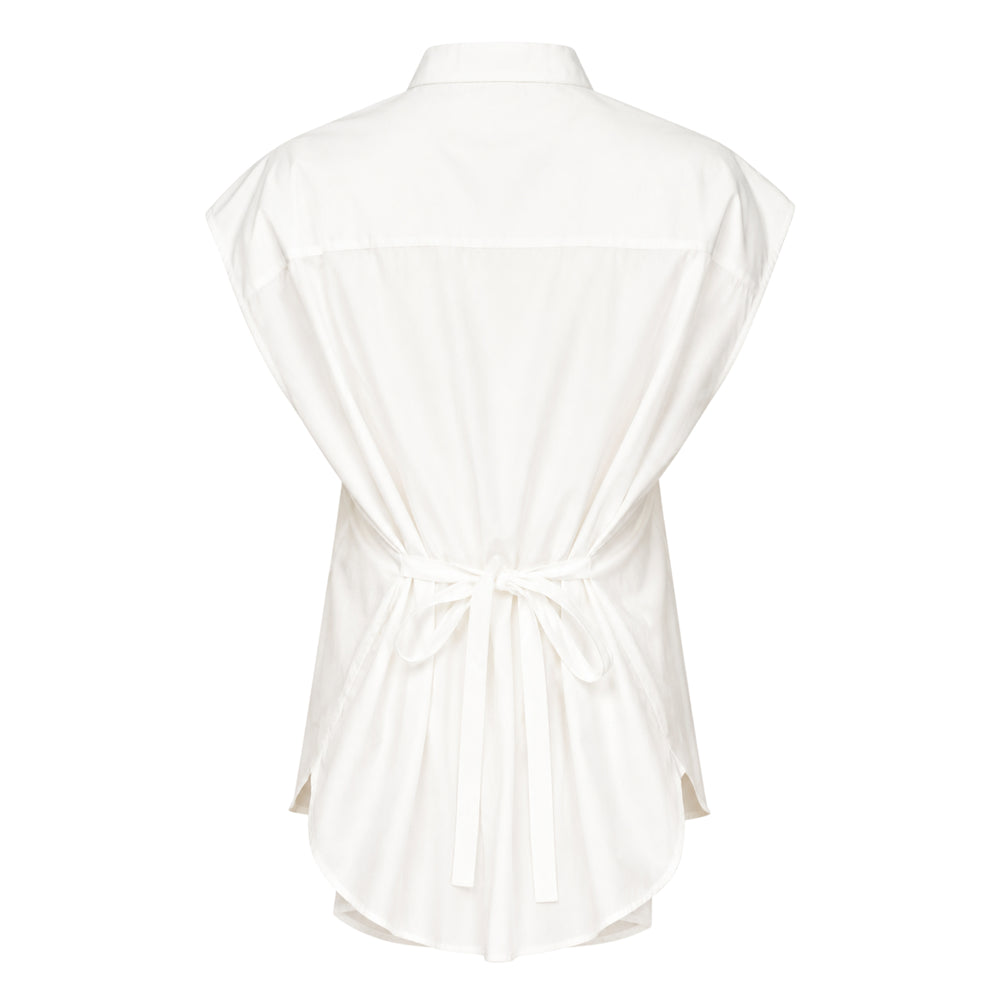 Club 21 Collection Edith Structure Cotton Blouse in black, featuring a pintuck pleated bib front, mandarin collar, cap sleeves, and two front patch pockets