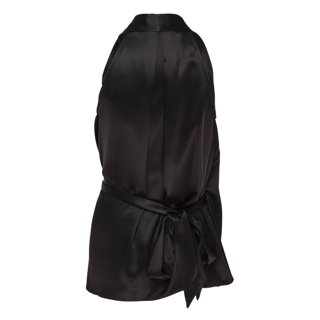 Asymmetric Wrap Satin Top