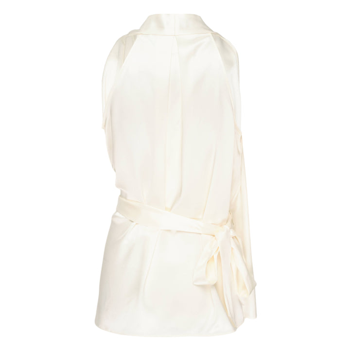 Asymmetric Wrap Satin Top