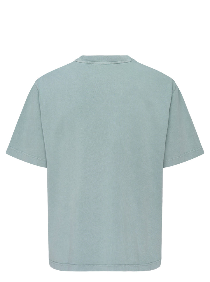 Maison Kitsuné Fox Head Faded Oversize Tee in washed sage green with embroidered fox head motif on the chest - view 2