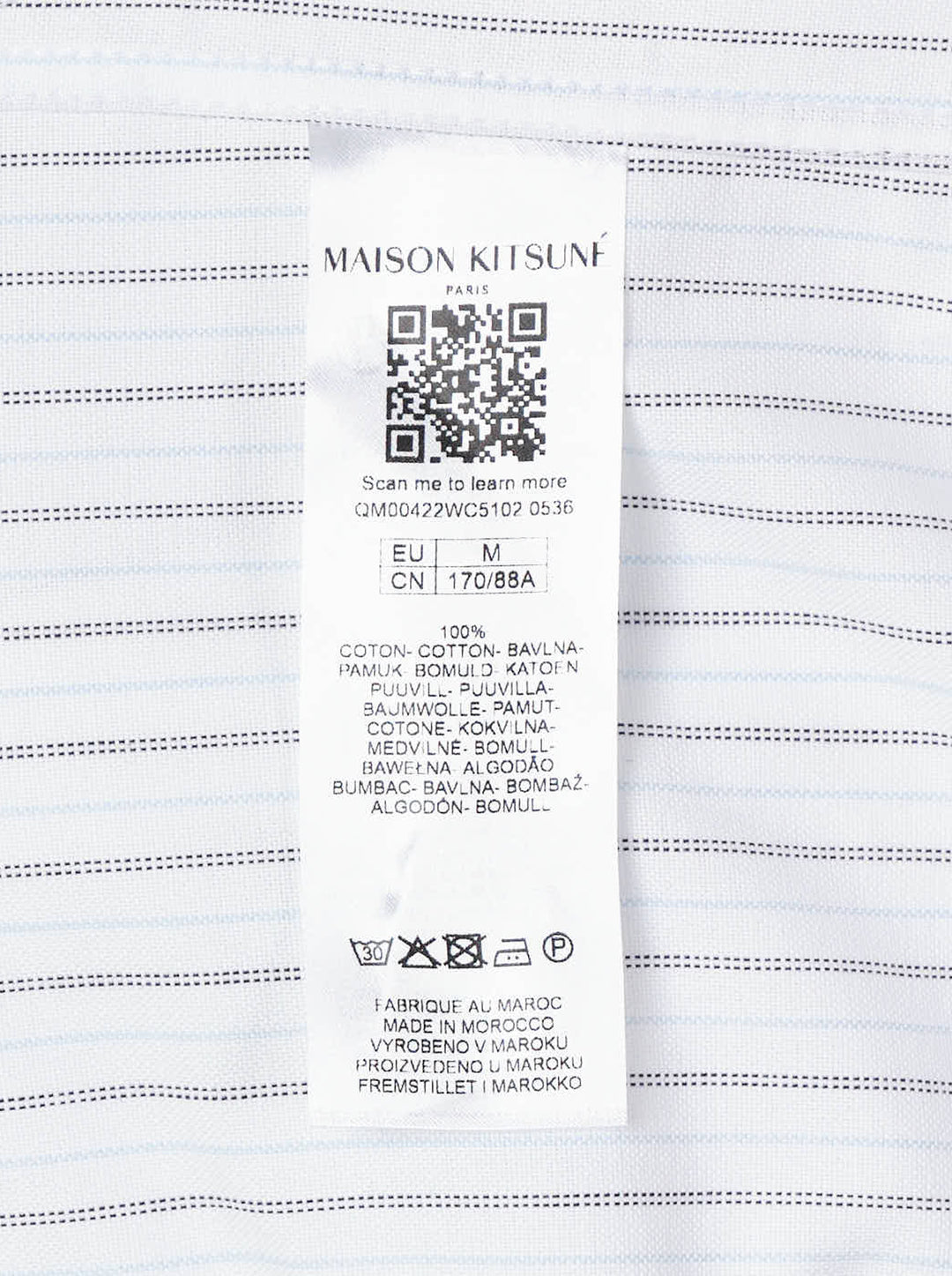 Maison Kitsuné Profile Fox white long sleeve shirt with fine vertical stripes, button-down collar and tonal fox embroidery on the chest - view 3