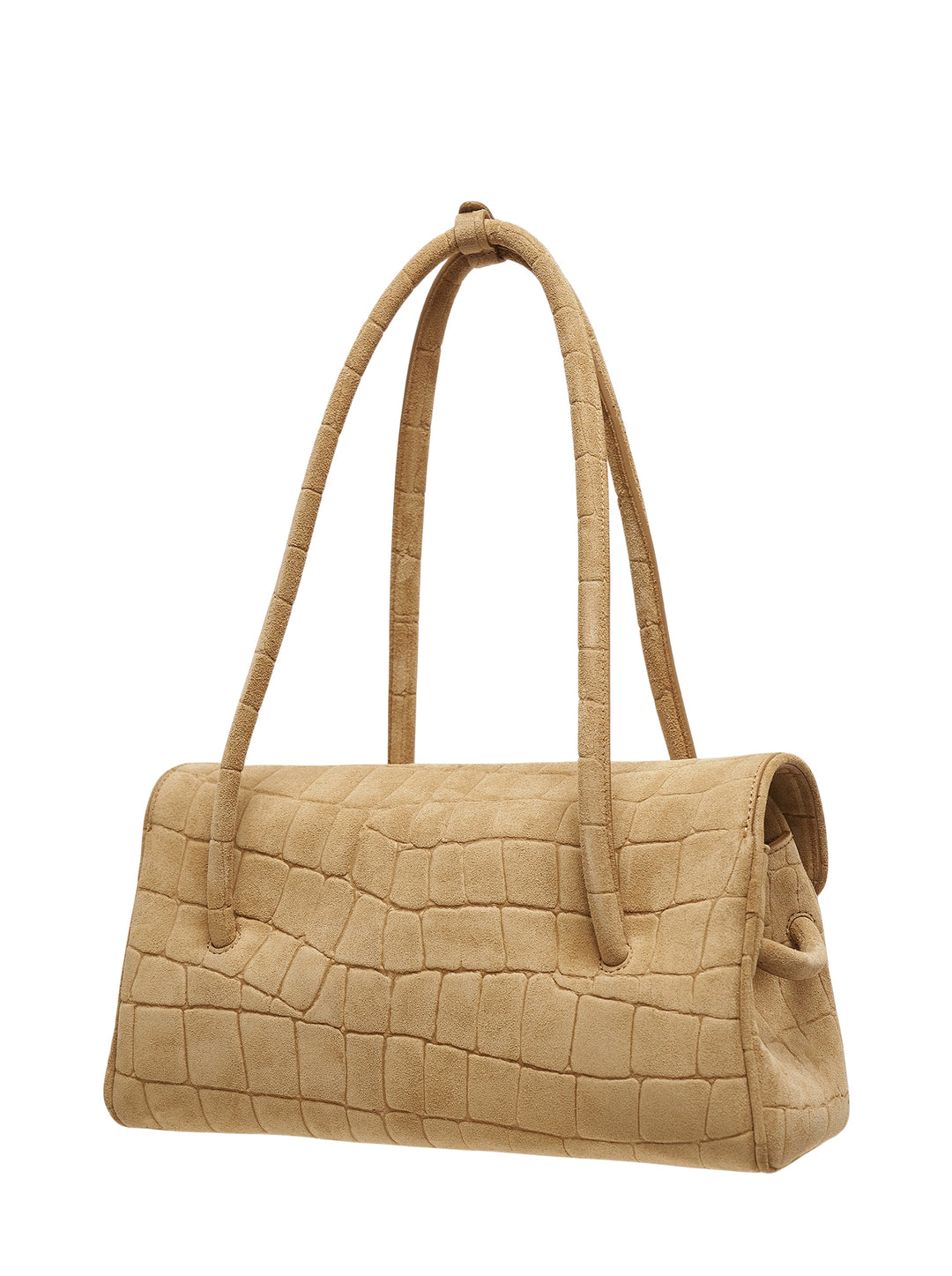 Jacquemus Le Turismo Long shoulder bag in croc-embossed suede with foldover flap and knotted rolled straps - view 2