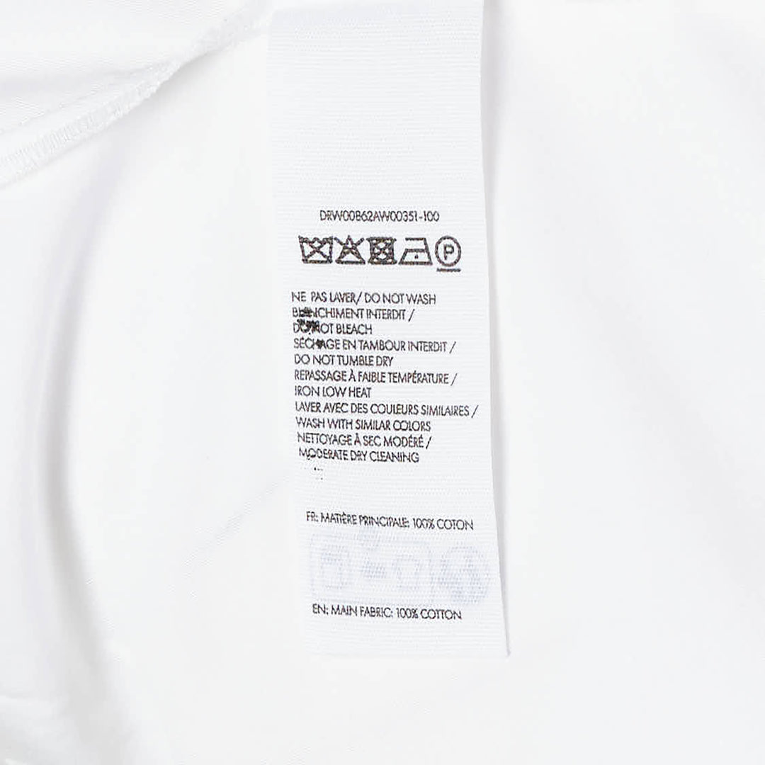 Jacquemus La Robe Colombe white long-sleeve mini dress with deep V-neckline, elasticated waist, front patch pocket, and navy logo tape at the back collar - view 3