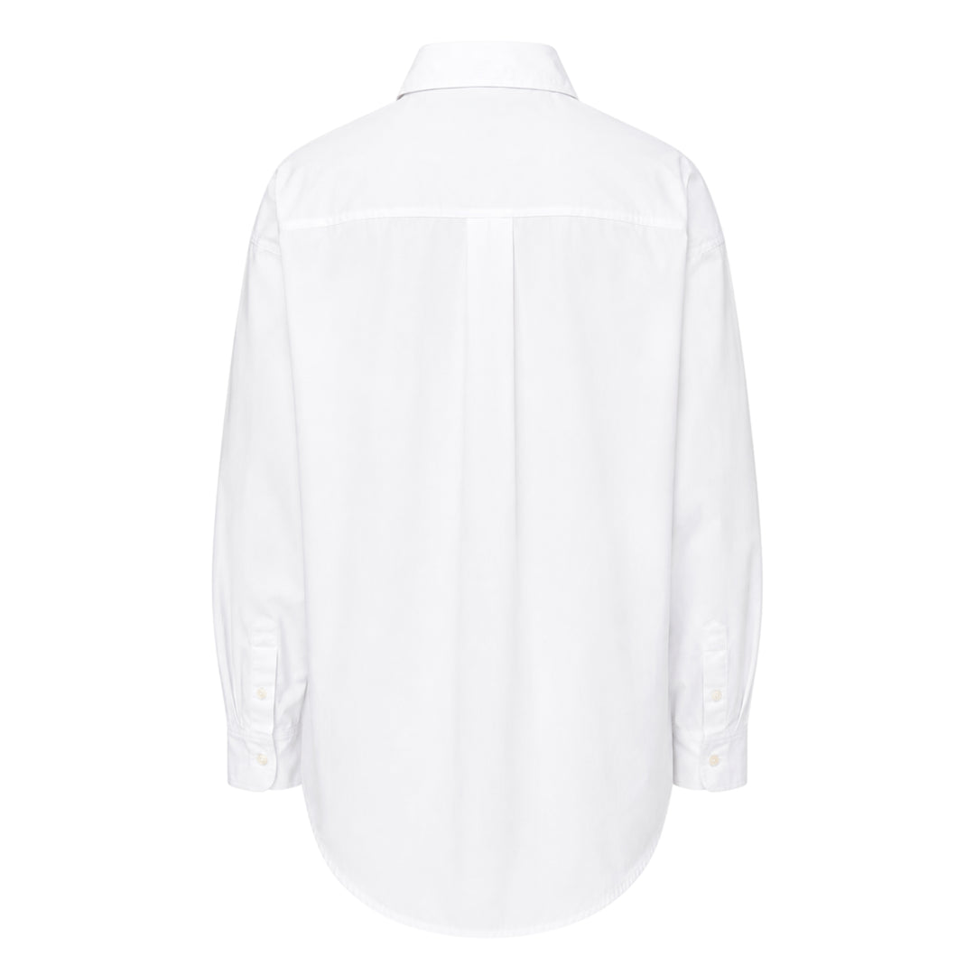 Jacquemus La Chemise Citta white woven button-down shirt with spread collar, long sleeves, and tonal buttons on a white background - view 2