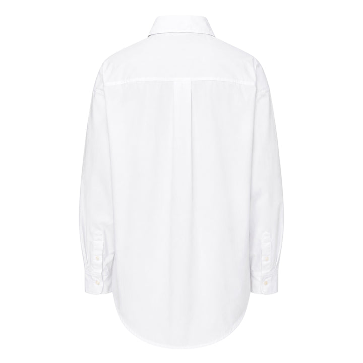 Jacquemus La Chemise Citta white woven button-down shirt with spread collar, long sleeves, and tonal buttons on a white background - view 2