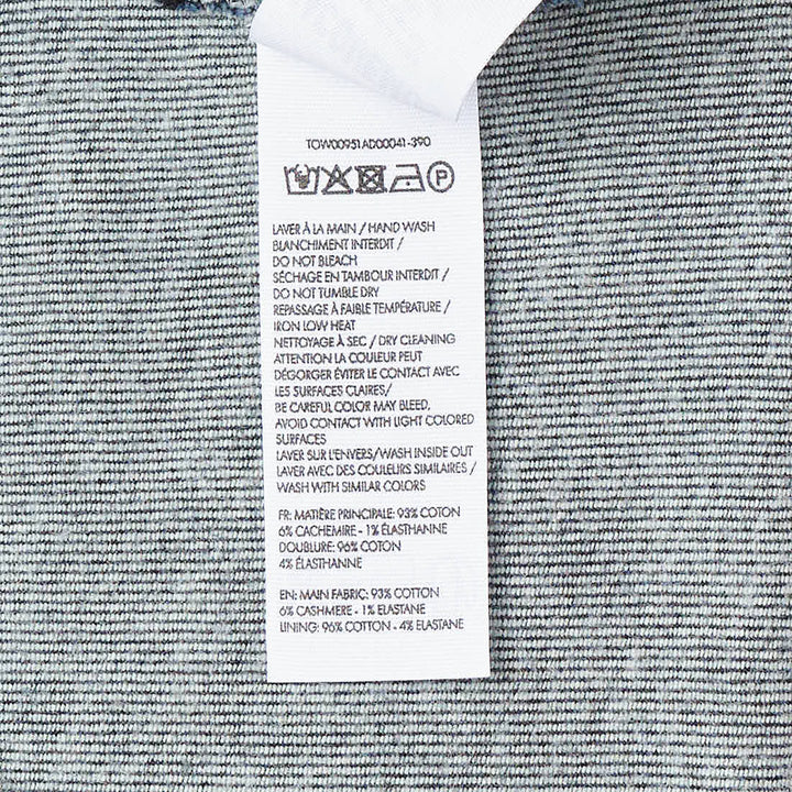 Jacquemus Pina dark indigo denim tank top with V-neckline, central ruched twist detail, slim spaghetti straps, contrast amber topstitching, and embroidered script logo at the hem - view 4