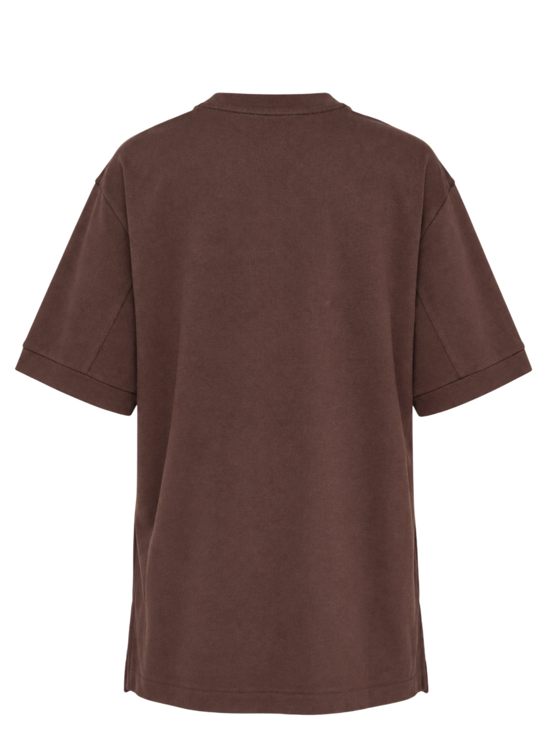 Jacquemus Le Montaigne oversized short sleeve tee in chocolate brown with woven script label on the chest - view 2