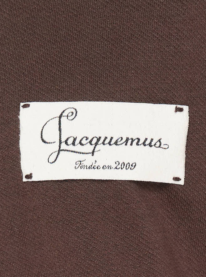 Jacquemus Le Montaigne oversized short sleeve tee in chocolate brown with woven script label on the chest - view 3