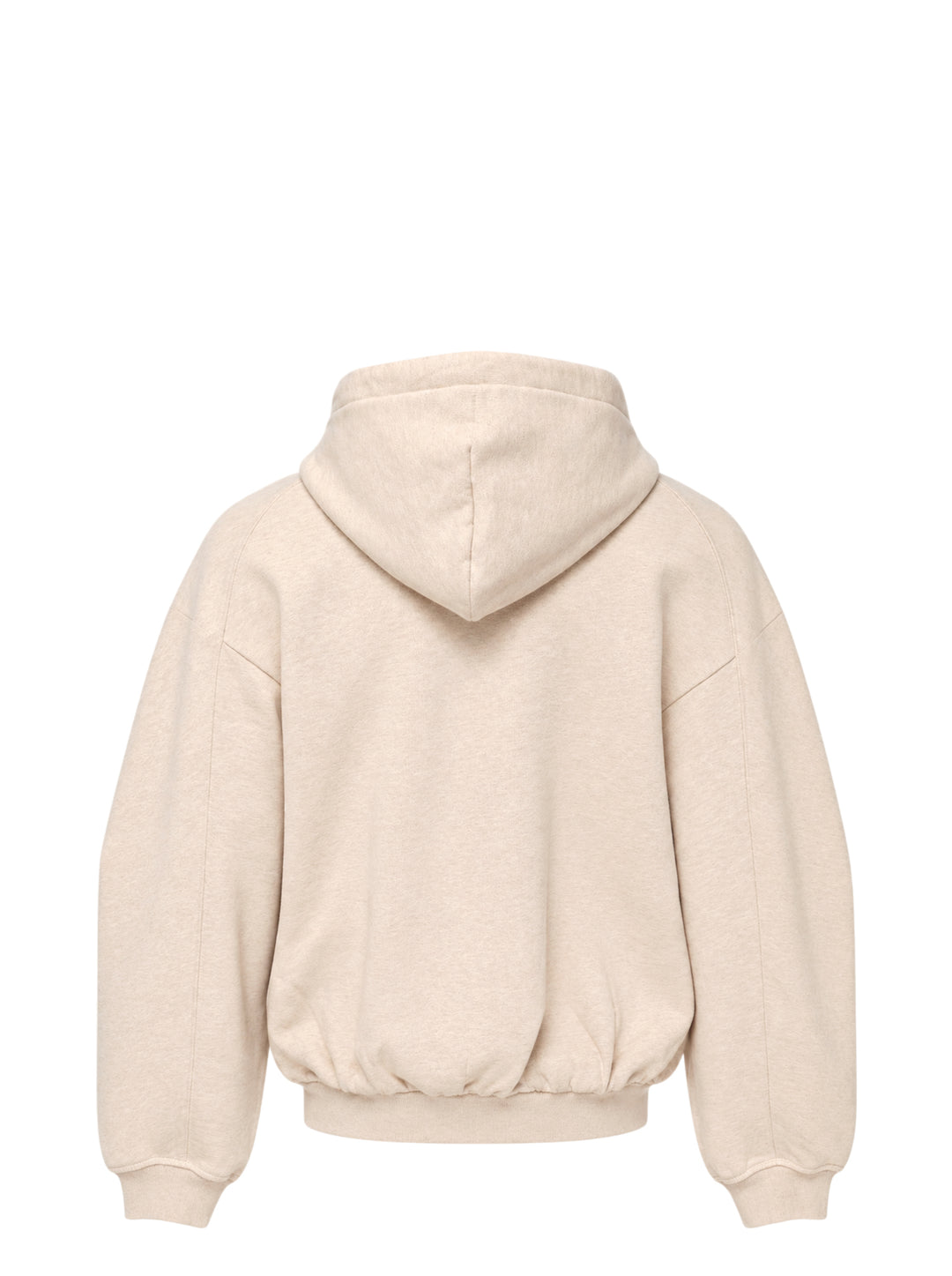 Jacquemus Montaigne oversized zip-up hoodie in beige with drawstring hood, ribbed cuffs and woven chest label - view 2