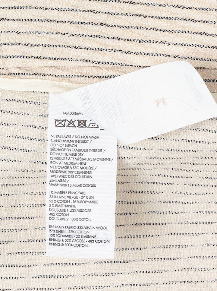 Jacquemus La Veste Palmier cream pinstriped three-button blazer with notched lapel, welt pockets and curved hem - view 3