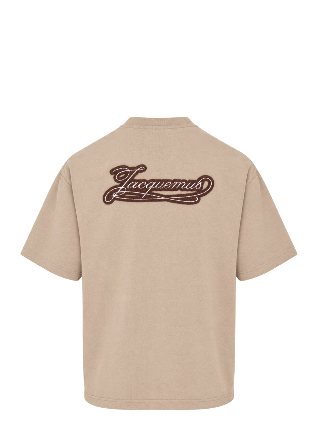 Jacquemus Le T-shirt Torneo short sleeve tee in taupe with a woven botanical label at the hem - view 2