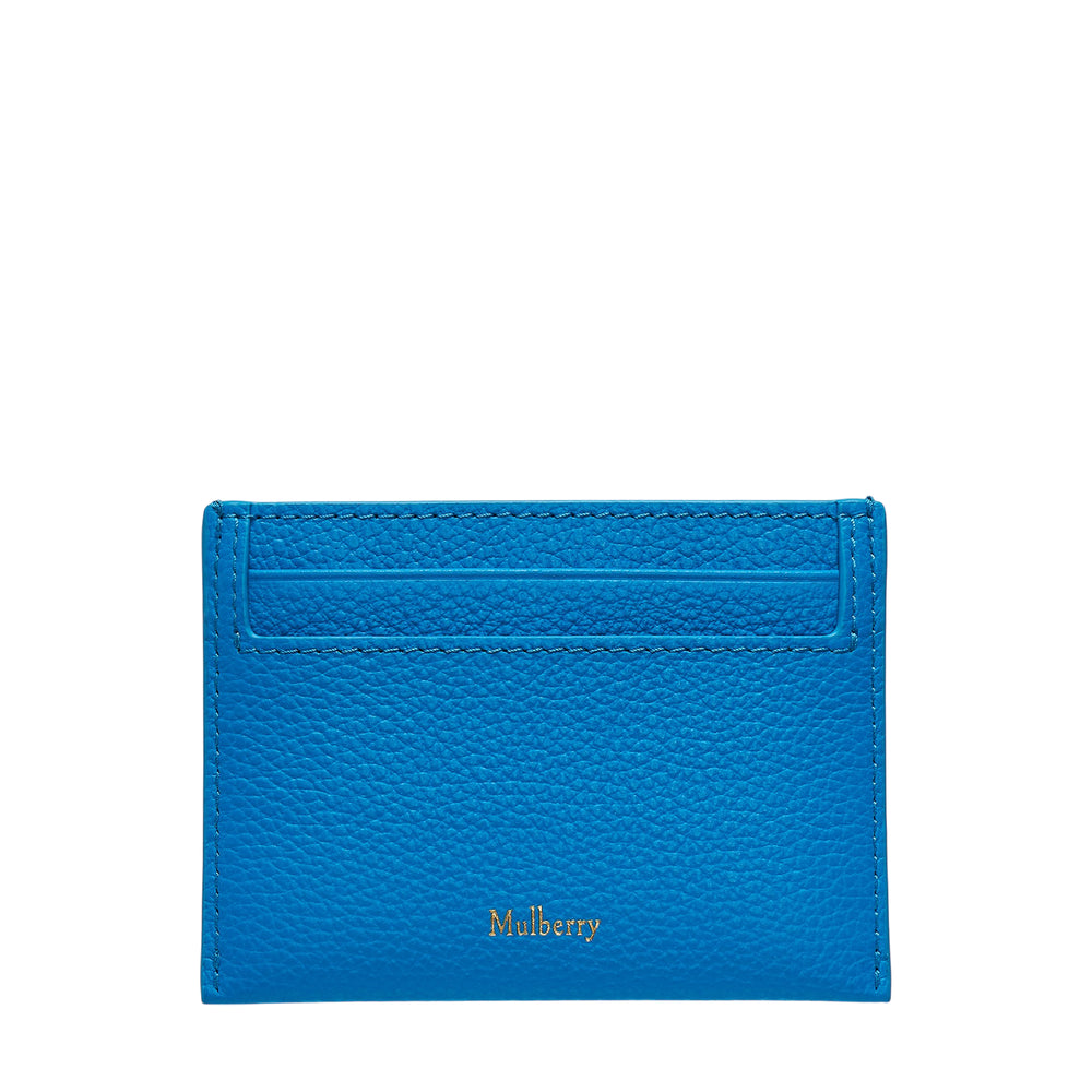 Mulberry Continental Credit Card Slip in teal grained leather with multiple card slots and gold-tone embossed branding