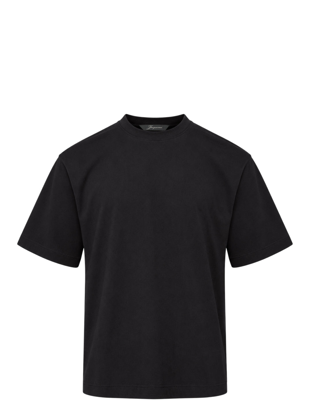 Jacquemus black boxy crew neck short sleeve T-shirt shown from the front