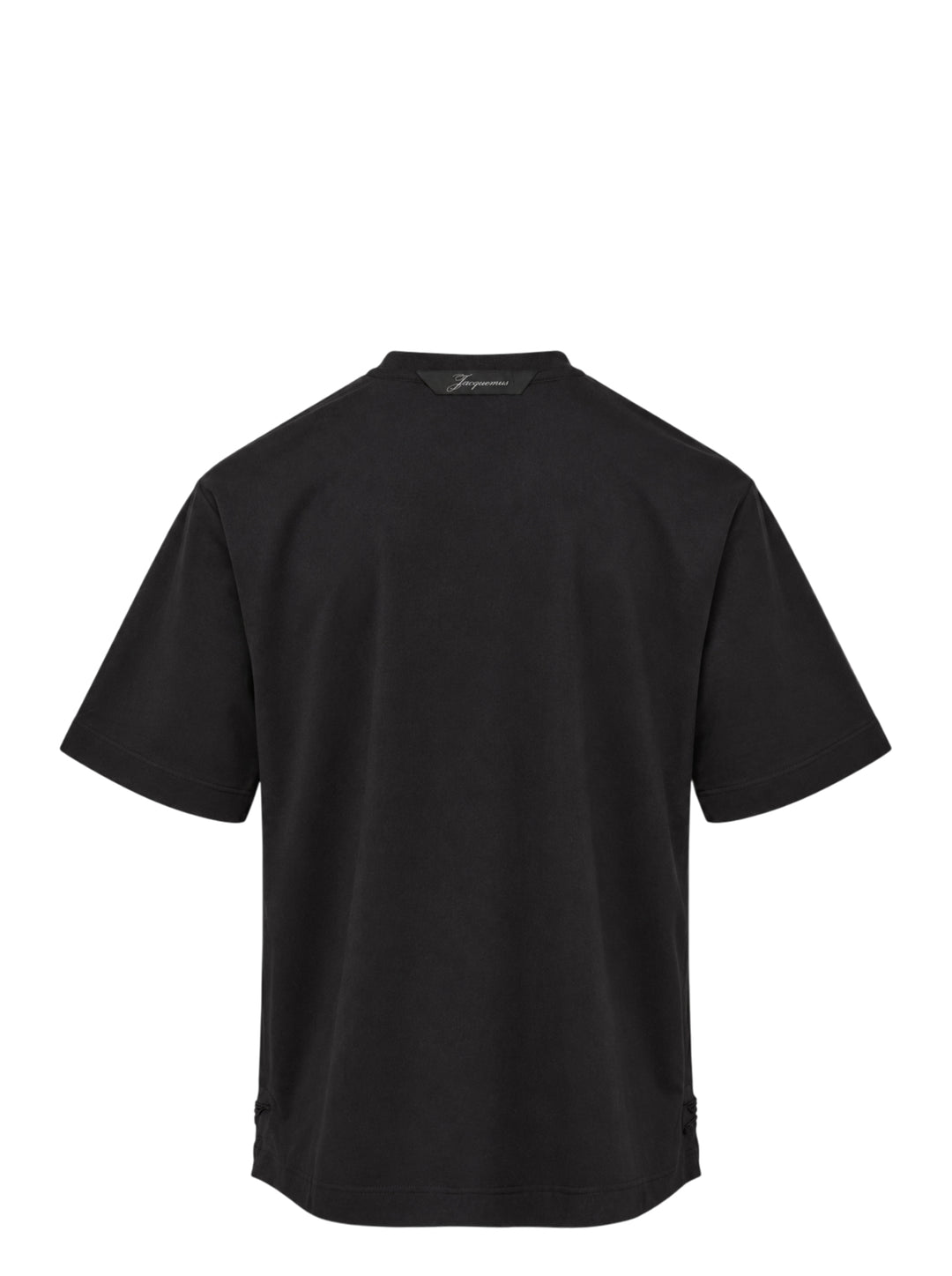 Jacquemus black boxy crew neck short sleeve T-shirt shown from the front - view 2