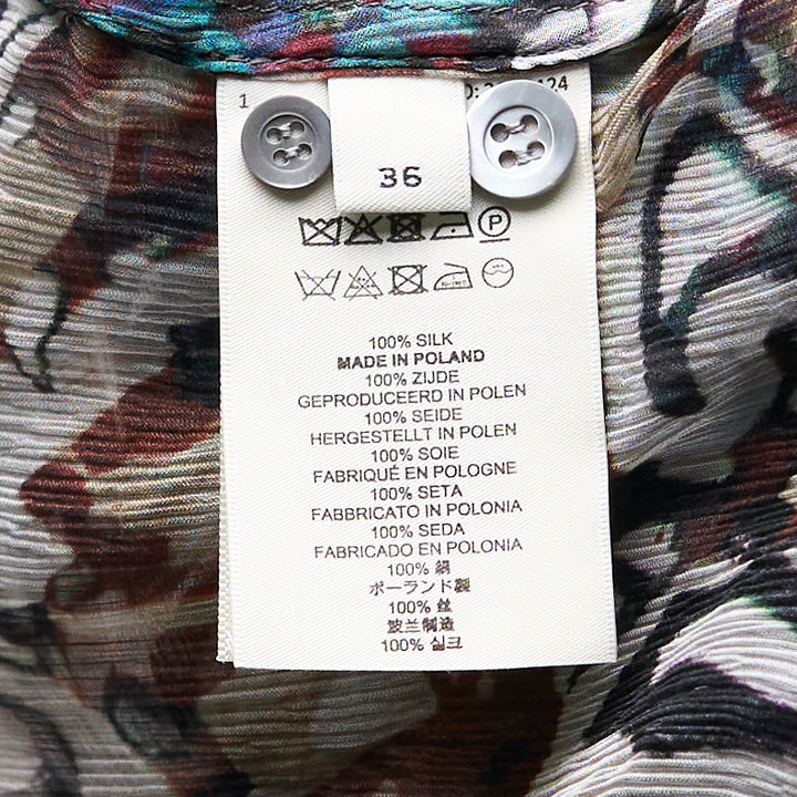 Standing Collar Printed Blouse