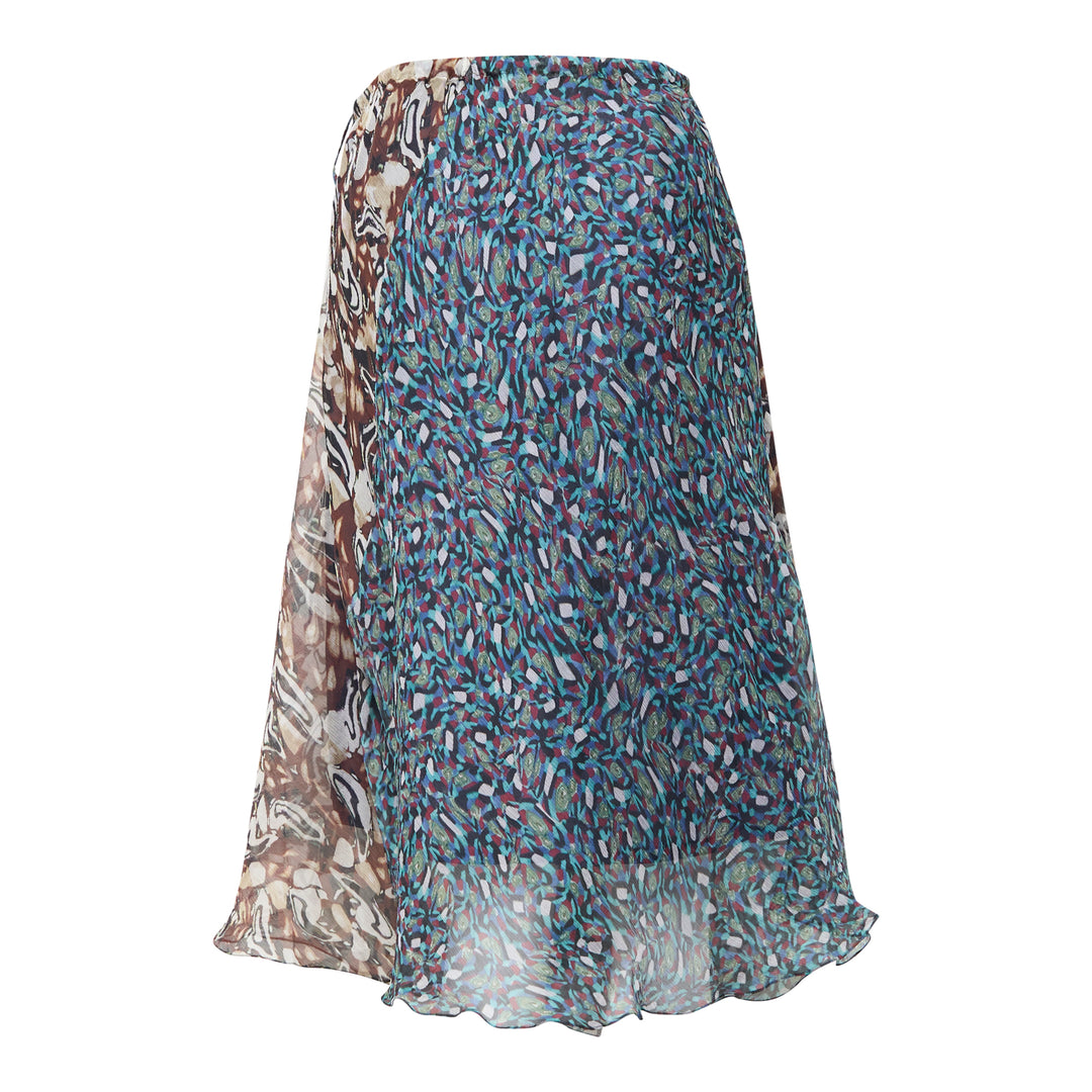 Bias Cut Abstract Print Skirt