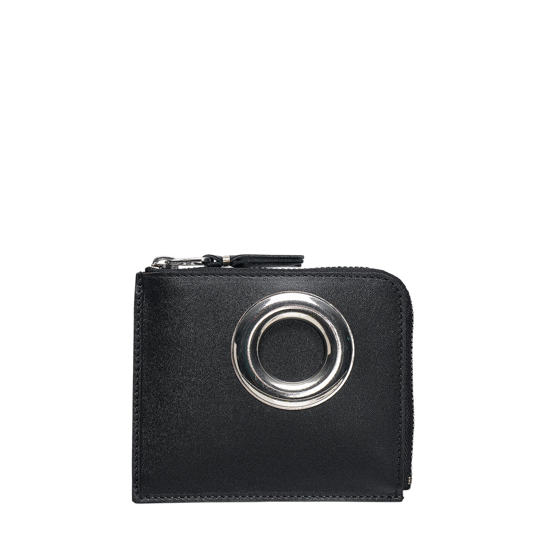 Silver Eyelet Zip Wallet