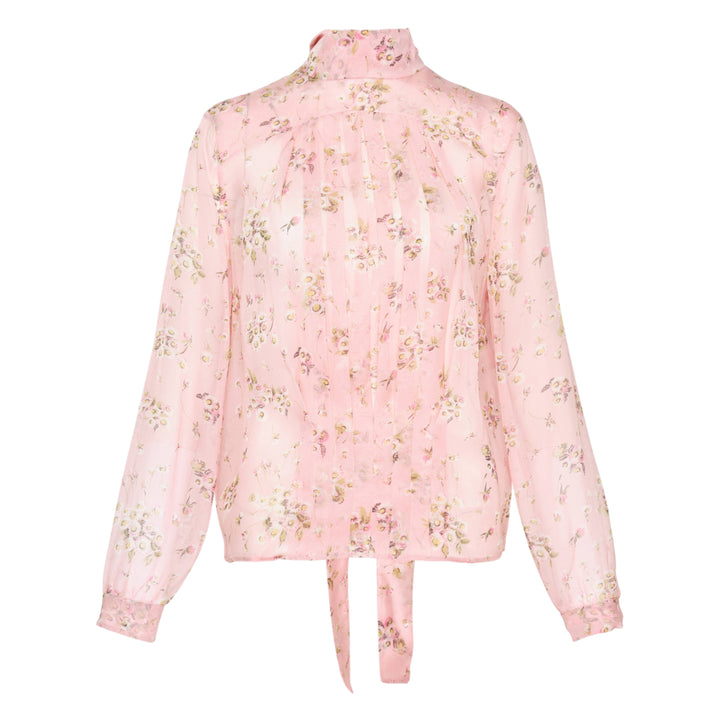 Wide Pleats Floral Woven Blouse