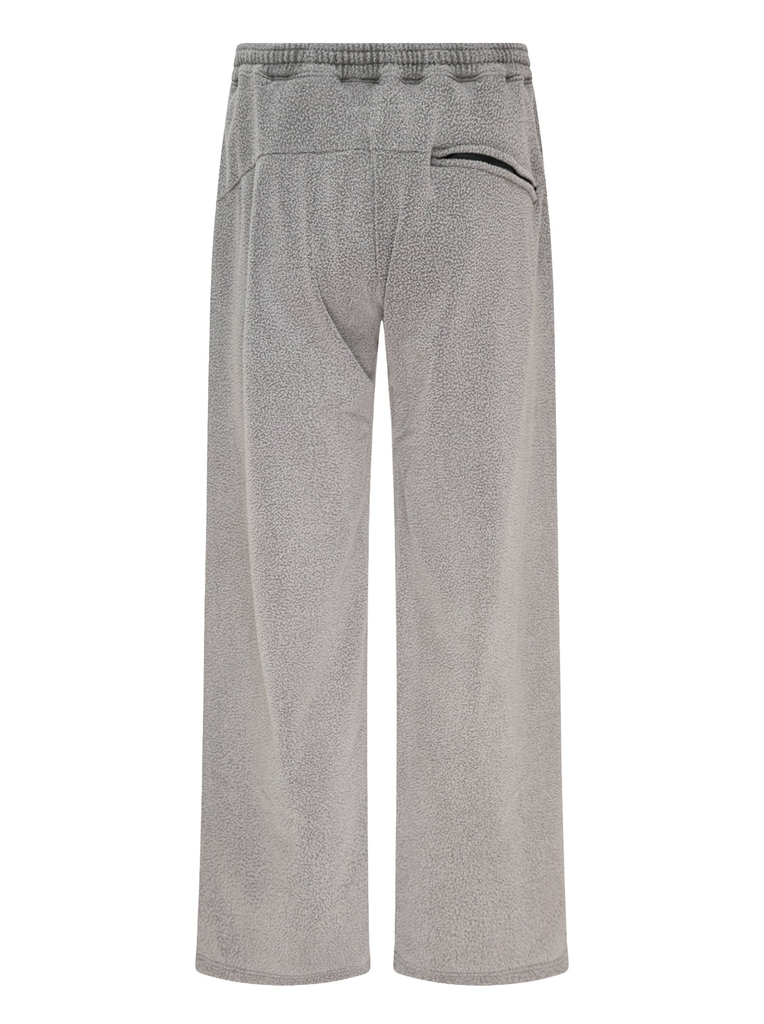 doublet Air Yarn Fleece Pants in heathered grey, featuring a wide-leg silhouette, elasticated drawstring waistband, zip side pockets, and a triangle logo patch at the hip - view 2
