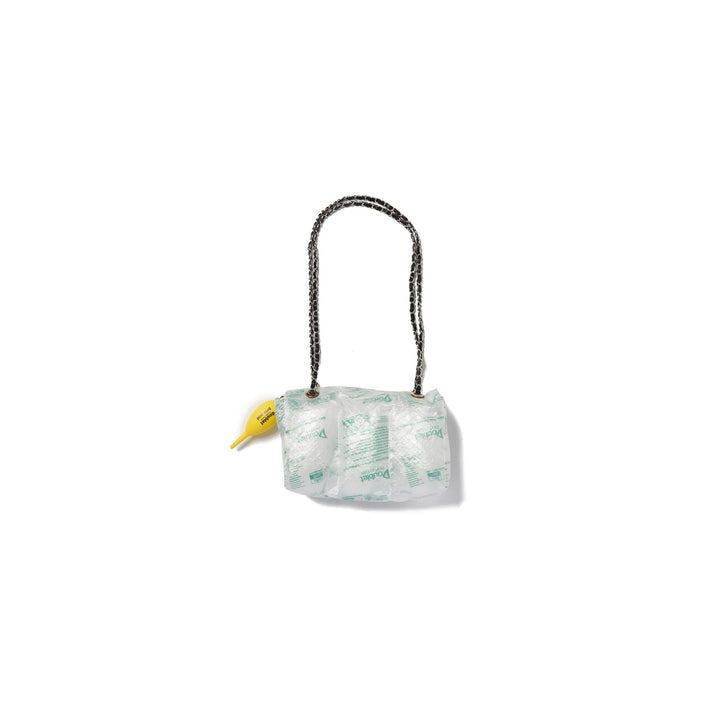 doublet Air Pillow Chain Shoulder Bag with inflatable air cushion body, woven chain strap and yellow inflator bulb - view 2