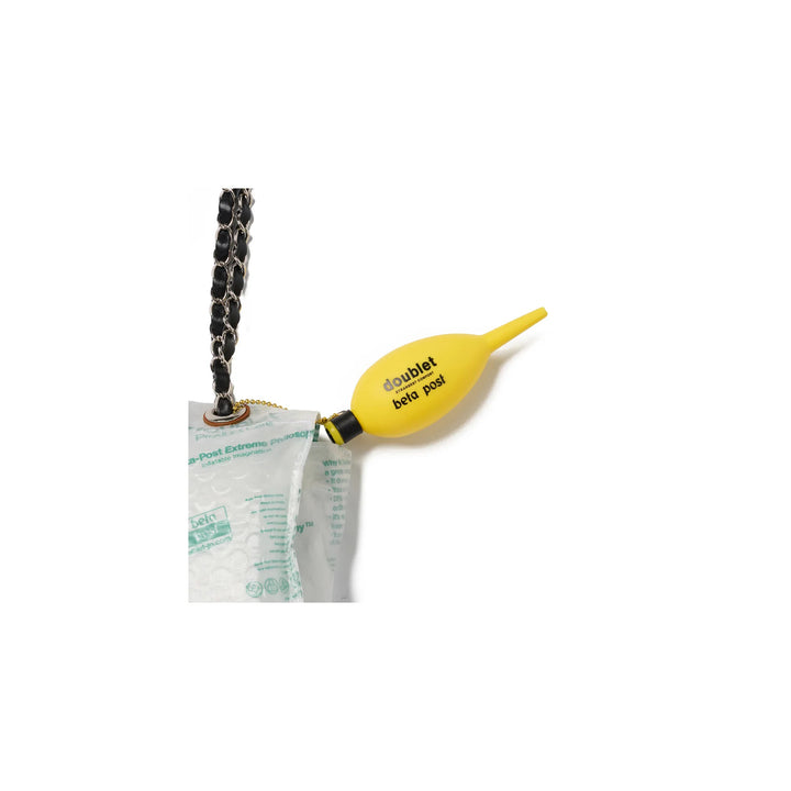 doublet Air Pillow Chain Shoulder Bag with inflatable air cushion body, woven chain strap and yellow inflator bulb - view 3